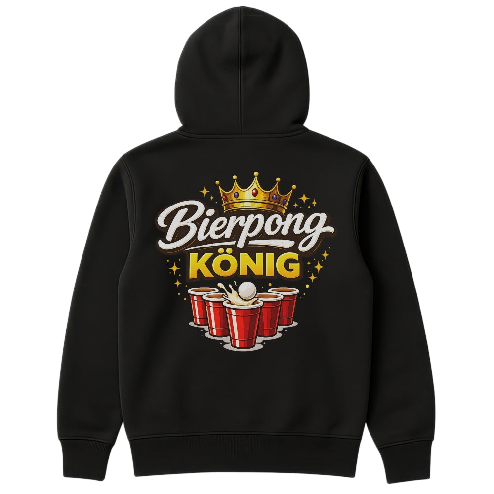 Bierpong König Hoodie Schwarz