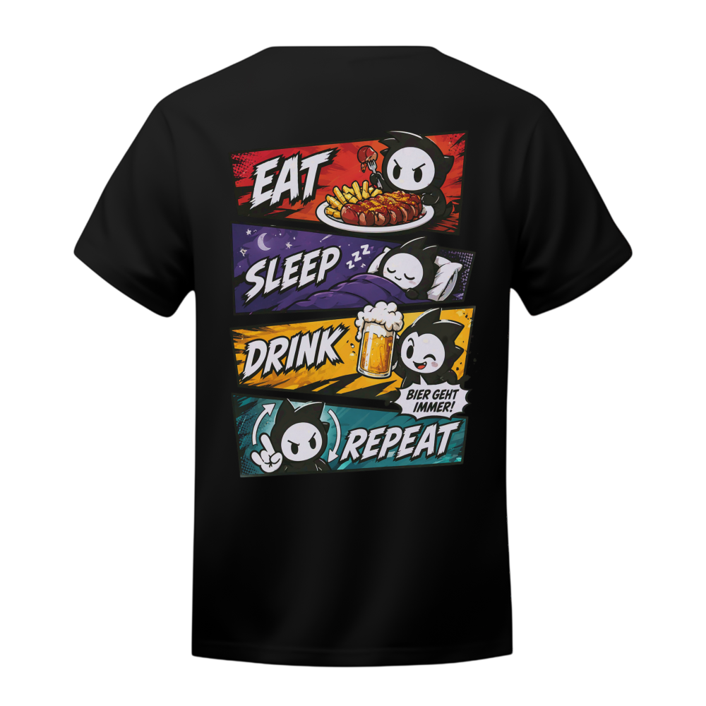 Eat Sleep Drink Repeat T-Shirt (Backprint)