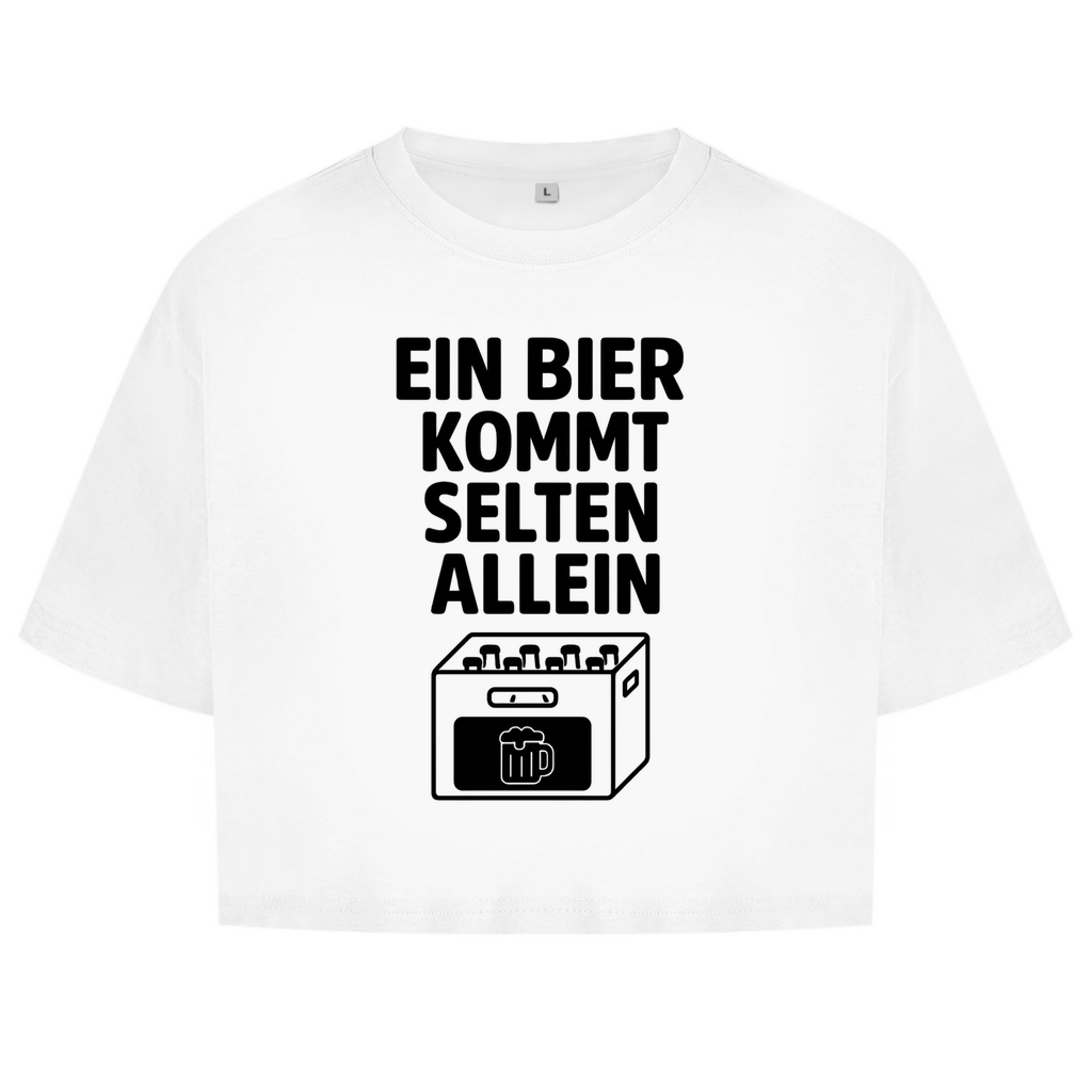 Damen Oversize Crop Top Selten Allein Weiß