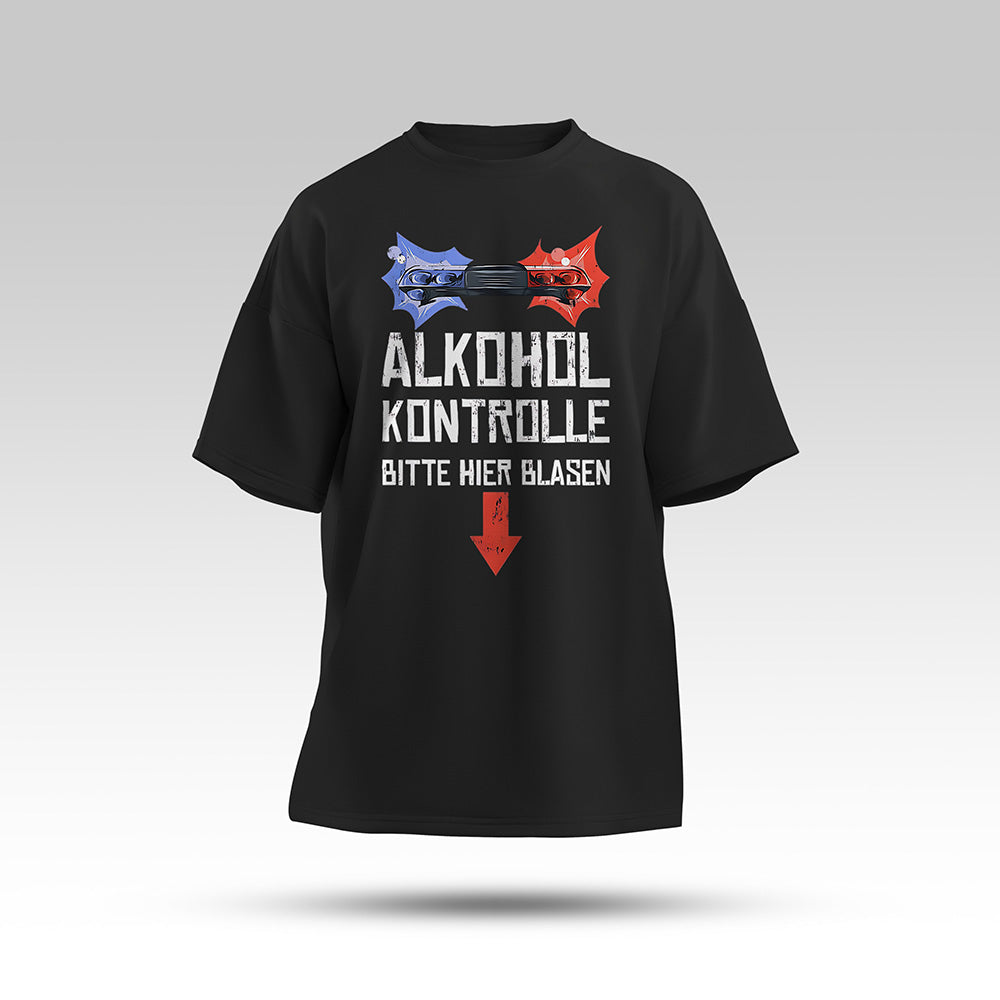 Alkoholkontrolle Oversize Shirt Schwarz