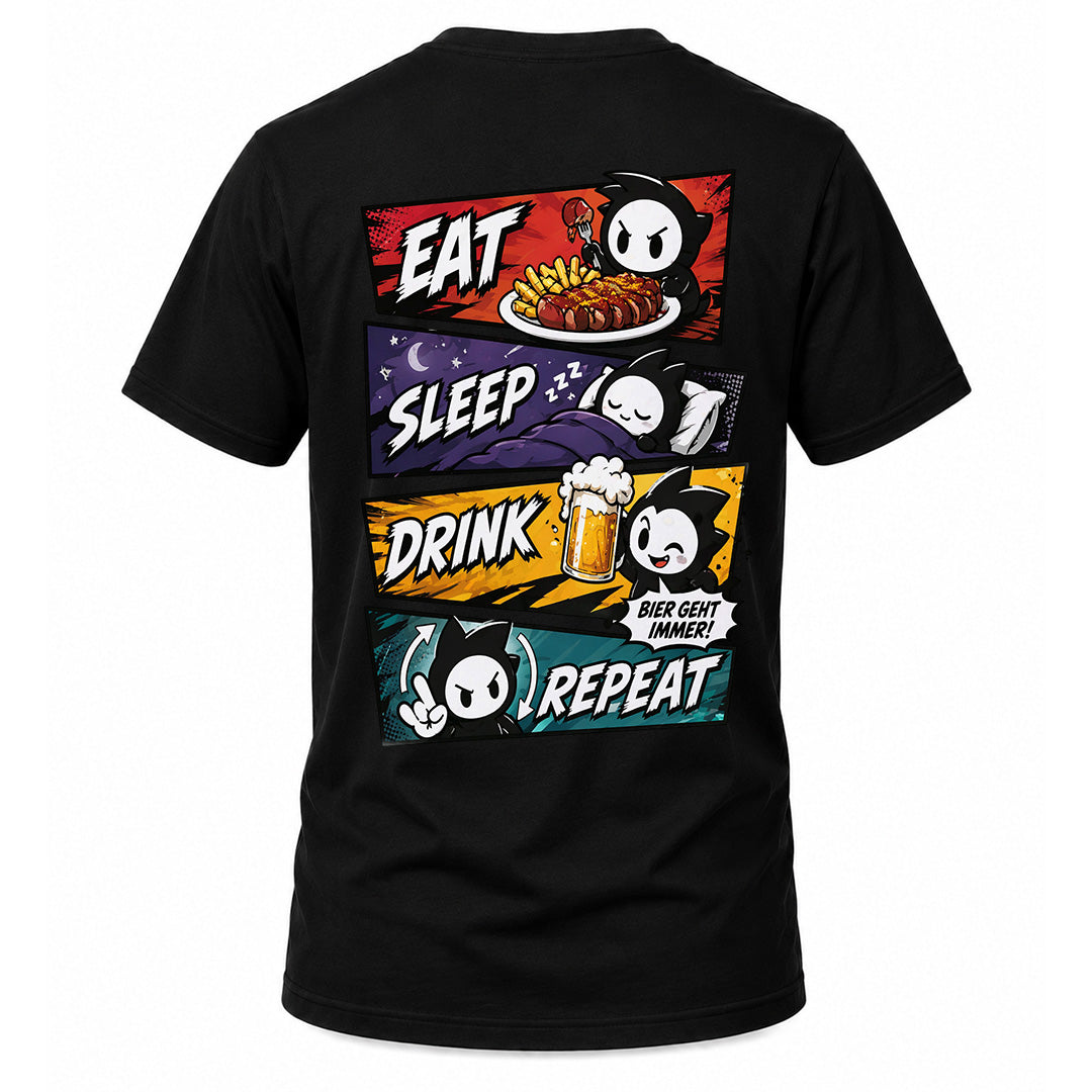 Eat Sleep Drink Repeat T-Shirt (Backprint)