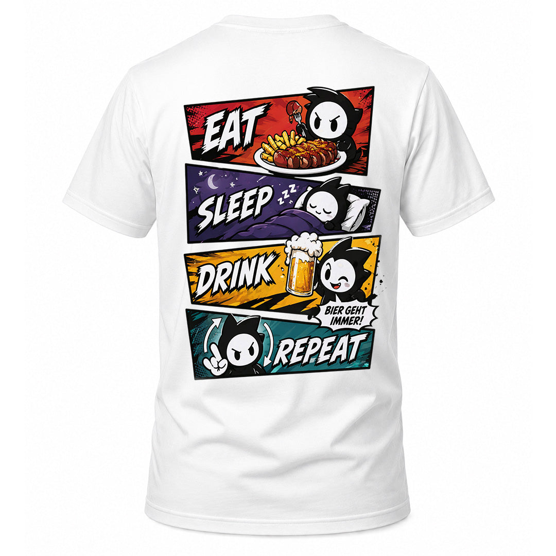 Eat Sleep Drink Repeat T-Shirt (Backprint)