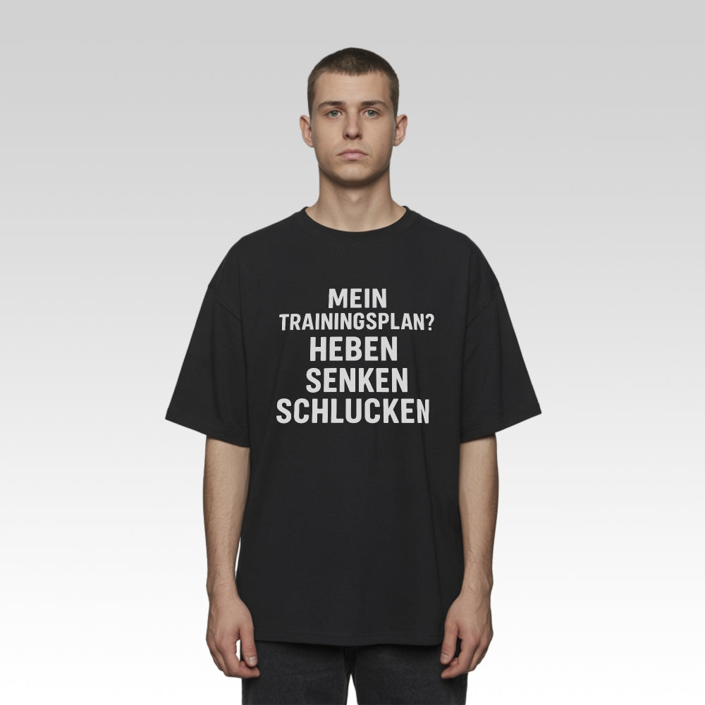 Oversize T-Shirt Trainingsplan Weiß